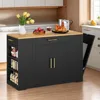 53 Inch Large Rolling Kitchen Island with Trash Can Storage Cabinet,Movable w Wheels Cabinet for 13 Gallon Garbage Bin 2 Drawer 4