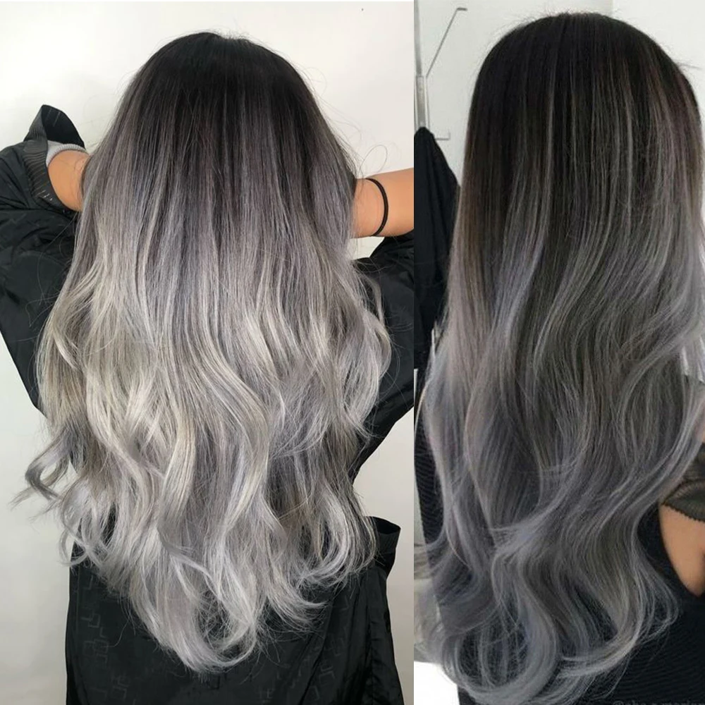Doreen European Real Human Hair Tape In Extensions 16 to 24 50g 2.5g/pc Ombre Black Silver Grey Hair PU Seamless Tape ins