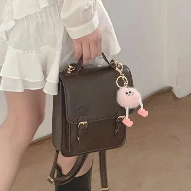 Vintage Pu Leather Handbag Preppy Style Fashion High School Students Backpacks Causal Girls Backapck