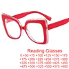 Fashion Red Square Reading Glasses Women Men Luxury Brand Designer Big Frame Anti Blue Light Glasses Presbyopia Eyeglasses +2 +3 1