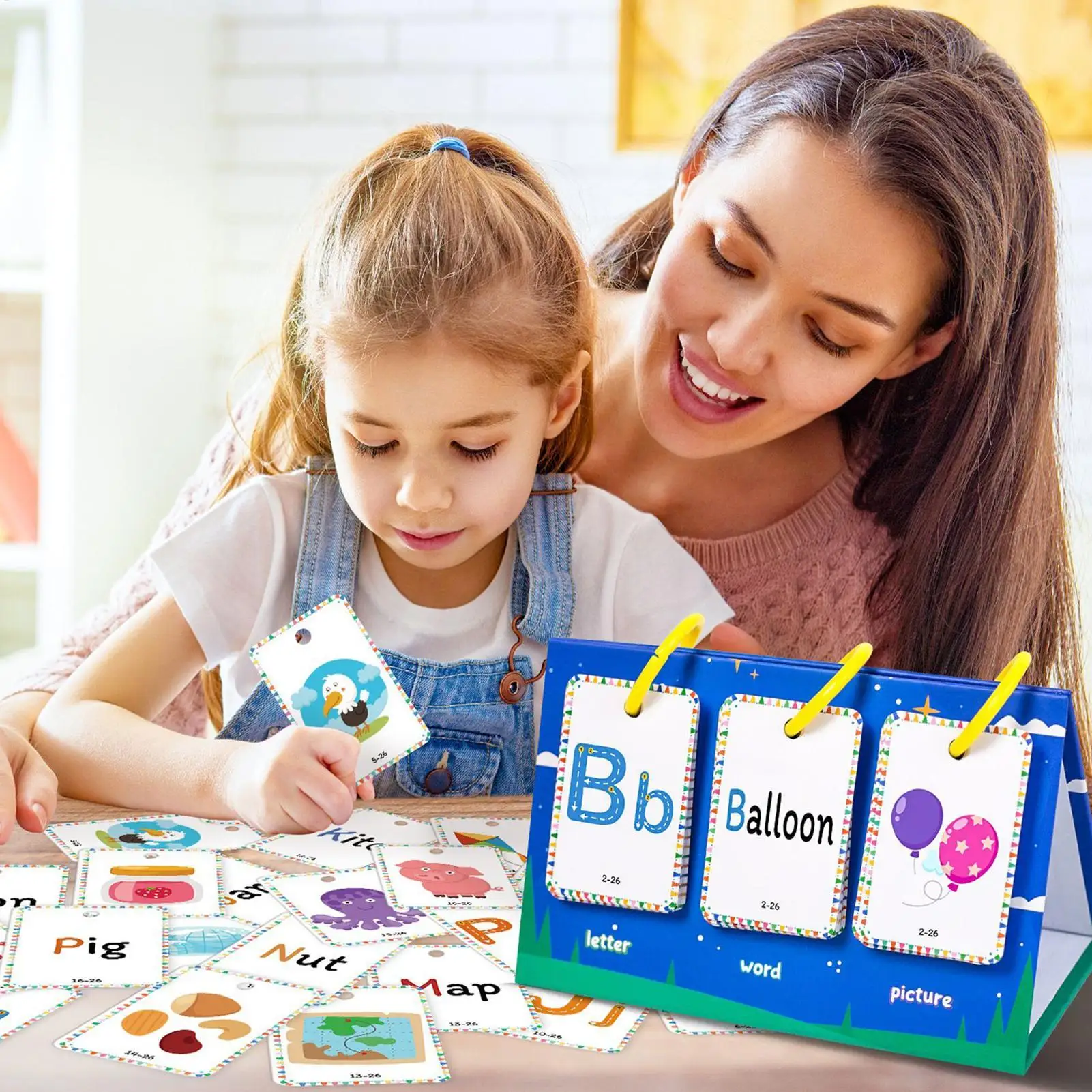 Vocabulary Flash Cards Educational Colorful & Fun Learning Cards Portable Game Toy for Aged 3-8 Girl Travel Preschoolers Boy