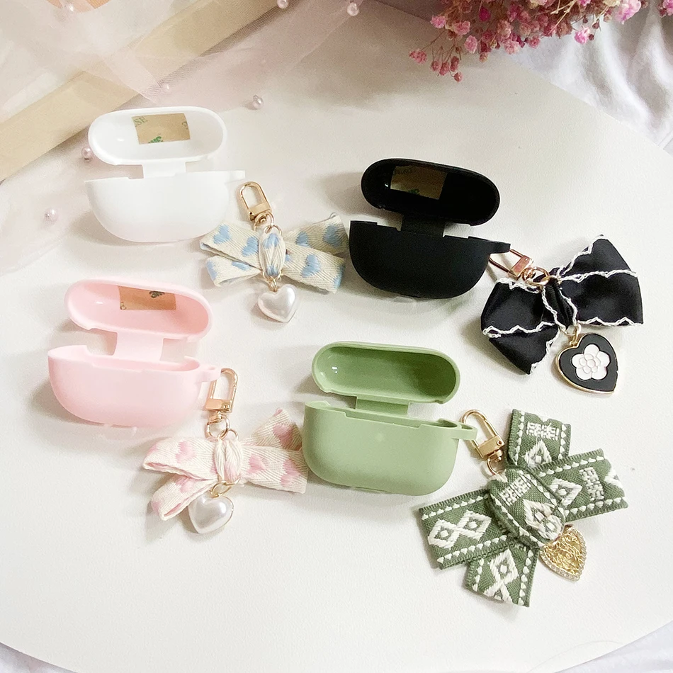 For Jabra Elite 75T Case Luxury Canvas Keychain Pendant Silicone Protector Earphone Cover For Jabra 75T Box