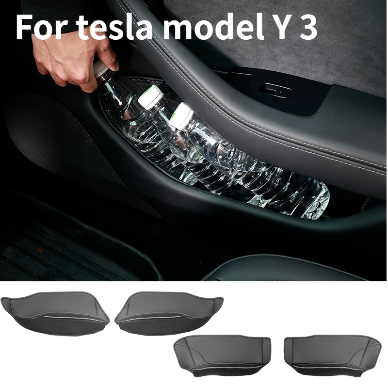 

Car Door Side Storage Organizers For Tesla Model 3 Y 2023 Leather Waterproof Box Pocket Slot Tray Protector Accessories