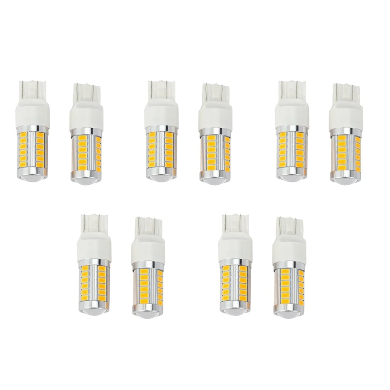 ABSE-7443, T20 Led Bulbs Amber Yellow 900 Lumens Super Bright Turn Signals Light Brake Stop Parking Light (Pack Of 10)