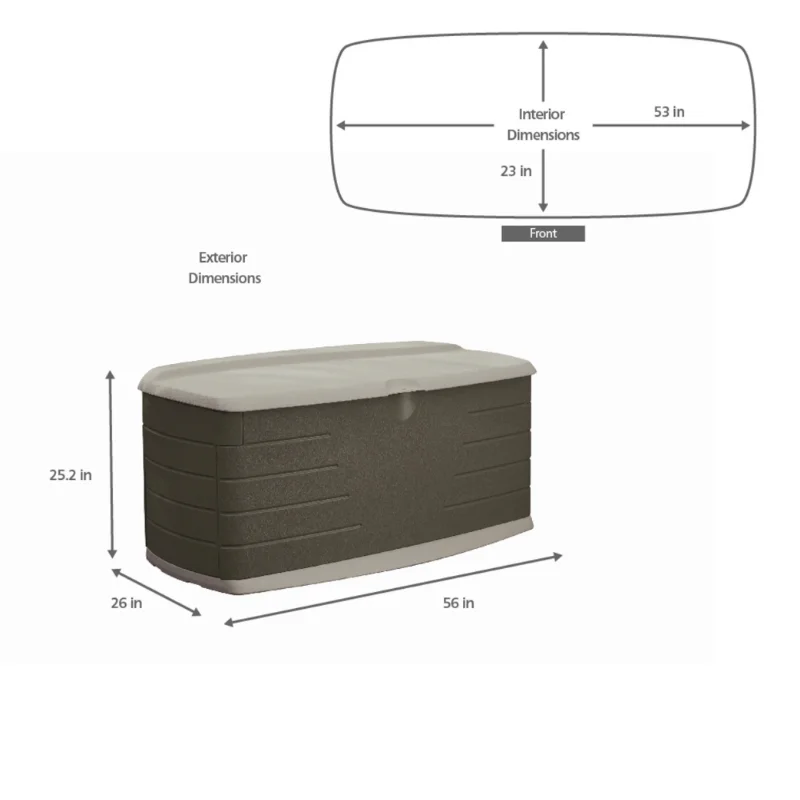 Rubbermaid Outdoor Large Deck Box with Seat, Green, 90 Gallon 57W