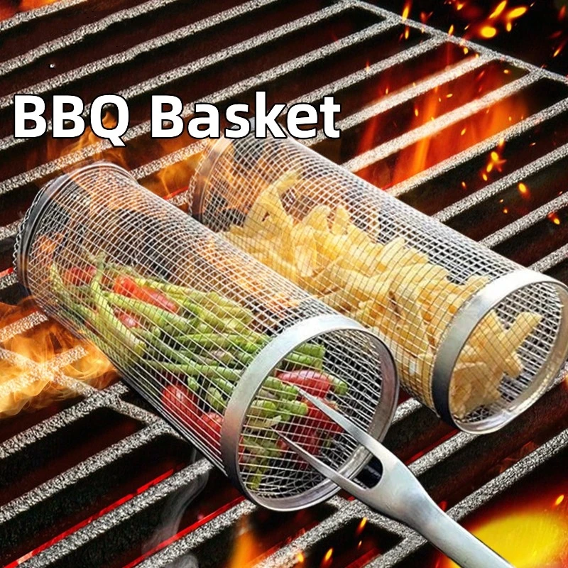 BBQ Basket Stainless Steel Barbecue Cooking Grill Grate Outdoor Camping