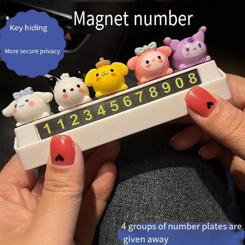 

Sanrio Kuromi Kawaii Anime Temporary Parking Phone Sign Mobile Phone Number Plate Car Interior Decoration Center Console 23 Hot