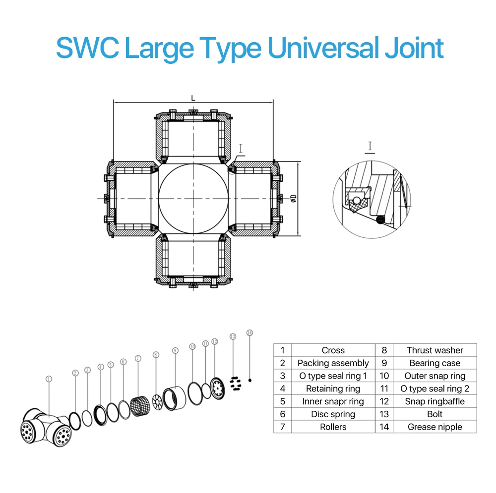 ST682 Sitong Cross Assembly U-Joint SWC180 Universal Joint SWC Large Series SWC720/780/800/850 for Crane