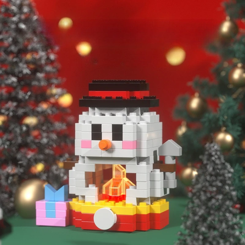 DIY Christmas Building Blocks Toys Santa Claus Snowman Reindeer Puzzle Assembly Model Home Decor Xmas Party Gift Favors New Year