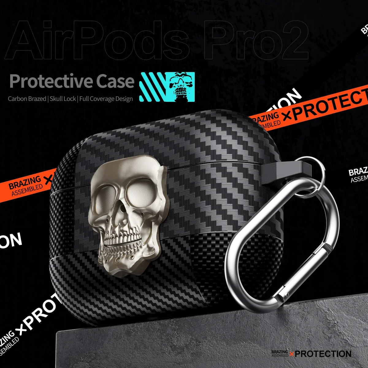 Halloween Skull Secure Lock Clip Case with Carabiner
