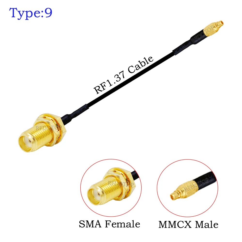 Câble adaptateur RP-SMA Mâle vers MMCX 90° pour FPV VTX Antenne