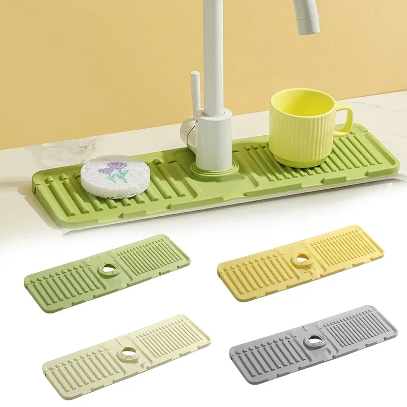 Tidy Splash Faucet Guard & Draining Mat, Silicone Draining Mat for Sink 2