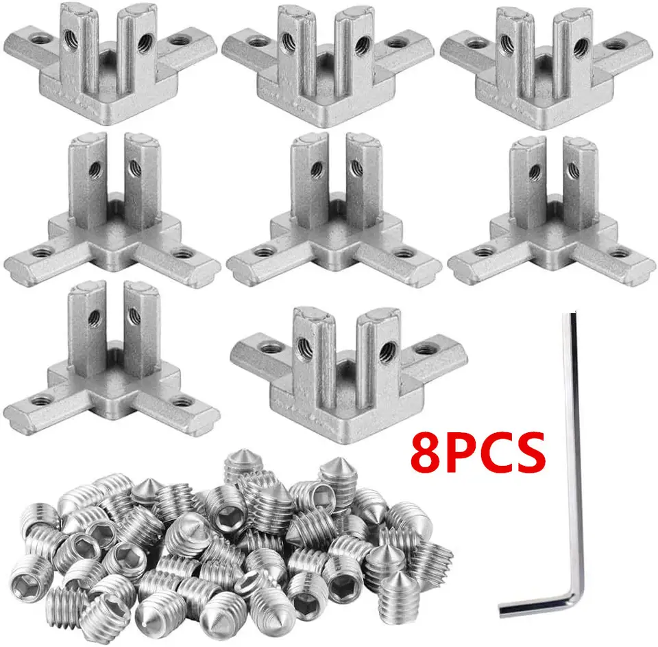 8Pcs Aluminum Profile 90 Degree Corner Bracket, T-slot Interior Connector Joint with Screws Wrench for 2020 Extrusion Frame image 7