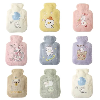 여아용 플러시 숄더 핸드 워머 히트팩, 귀여운 따뜻한 물병 가방, 250ml 상품 이미지