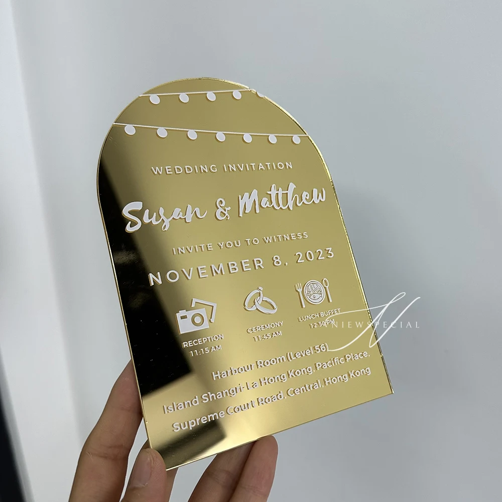 Arched Mirror Acrylic, Wedding Invitation,with Match Details Card 50pcs -  AliExpress, image size:1000x1000