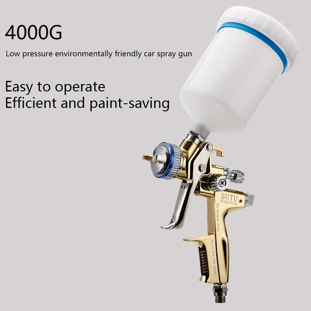 Gravity-Type Low-Pressure Manual Pot Paint Spray Gun, Automotive Sheet Metal Paint High Atomization Furniture Topcoat Spray Gun 15ml perfume disinfection spray bottle square tube breath freshener atomization push type sub bottling cosmetic containers