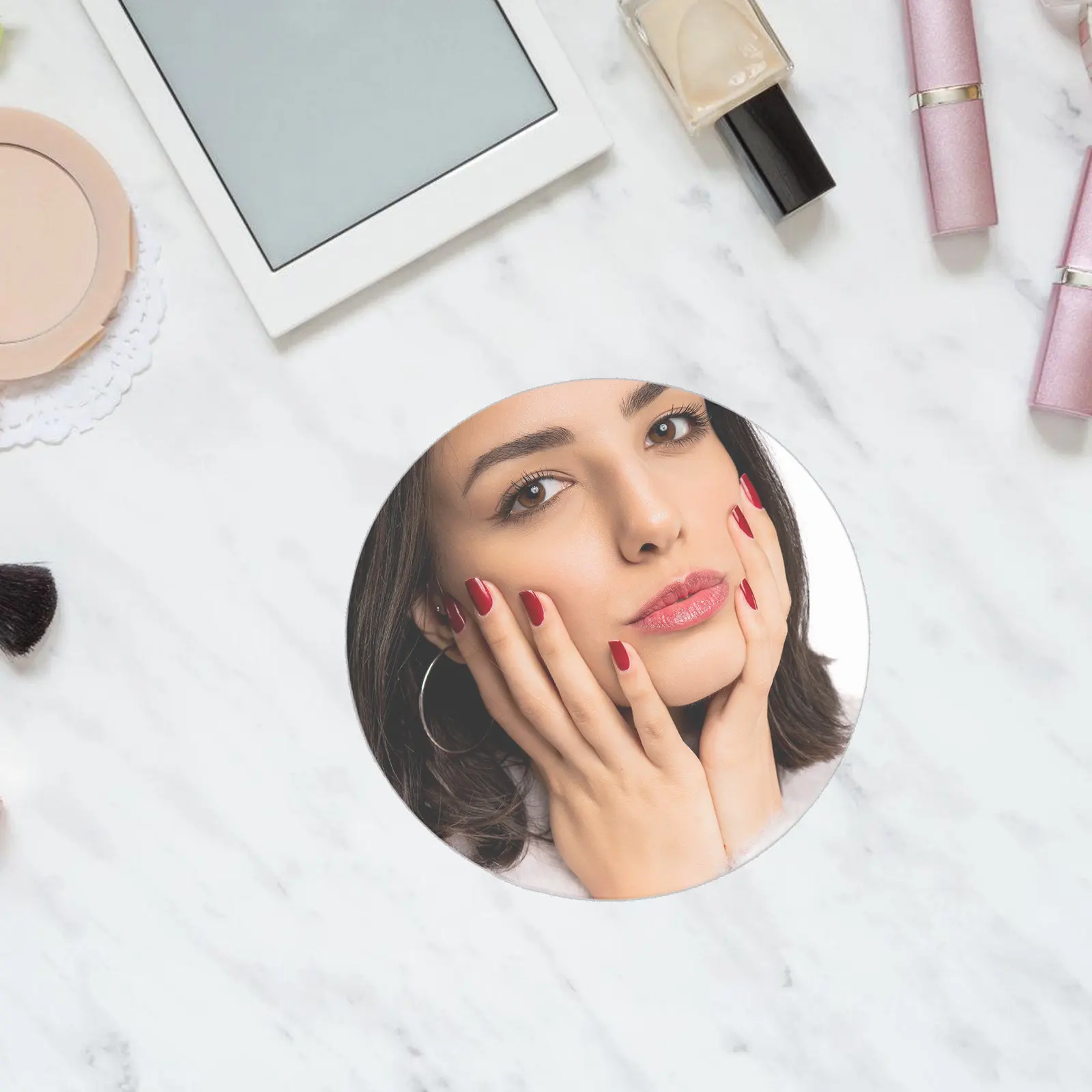 4pcs 라운드 아크릴 시트 10Cm 메이크업 거울 교체 Diy 공예 거울 렌즈 화장대 용 소형 경량