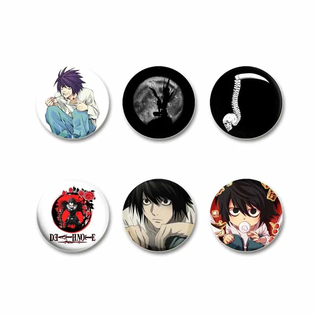 Anime death note cosplay crachá broche l · lawliet assassino yagami luz  pinos emblemas para mochilas presente das crianças