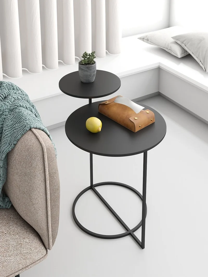 Stylish Nordic Modern Small Tea Table Light Luxury Iron Round Design Versatile Sofa Side Corner & Bedside Table for Living Room