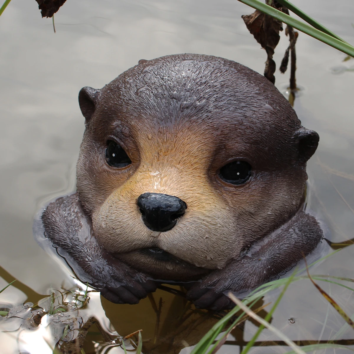 Floating Otter Head Pond Ornament - Creative Garden Decoration, Resin Craft