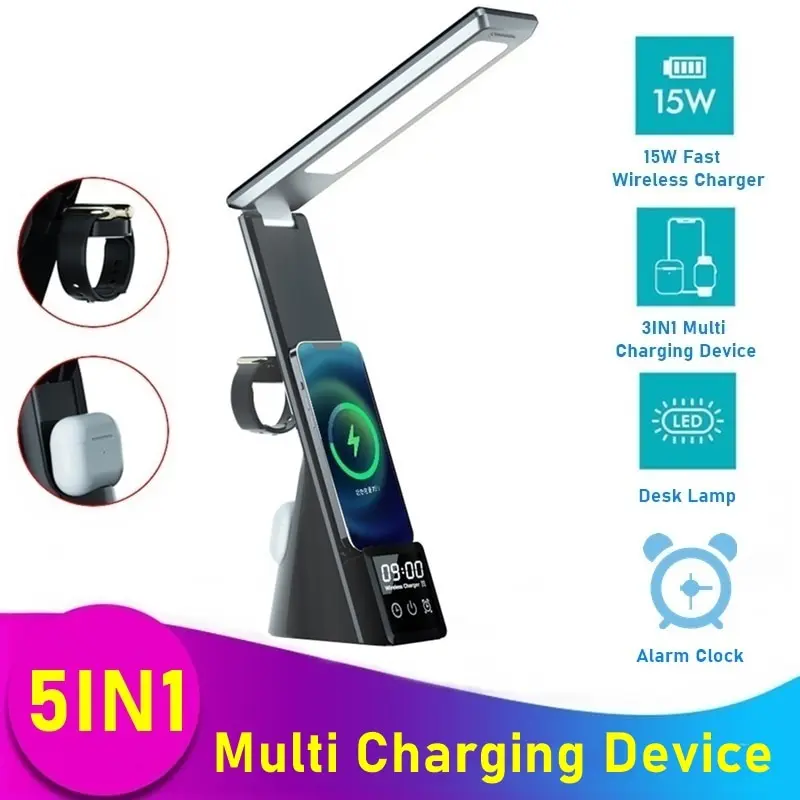 15WWirelessChargerAlarmClockDeskLampforIPhone131211XSPro