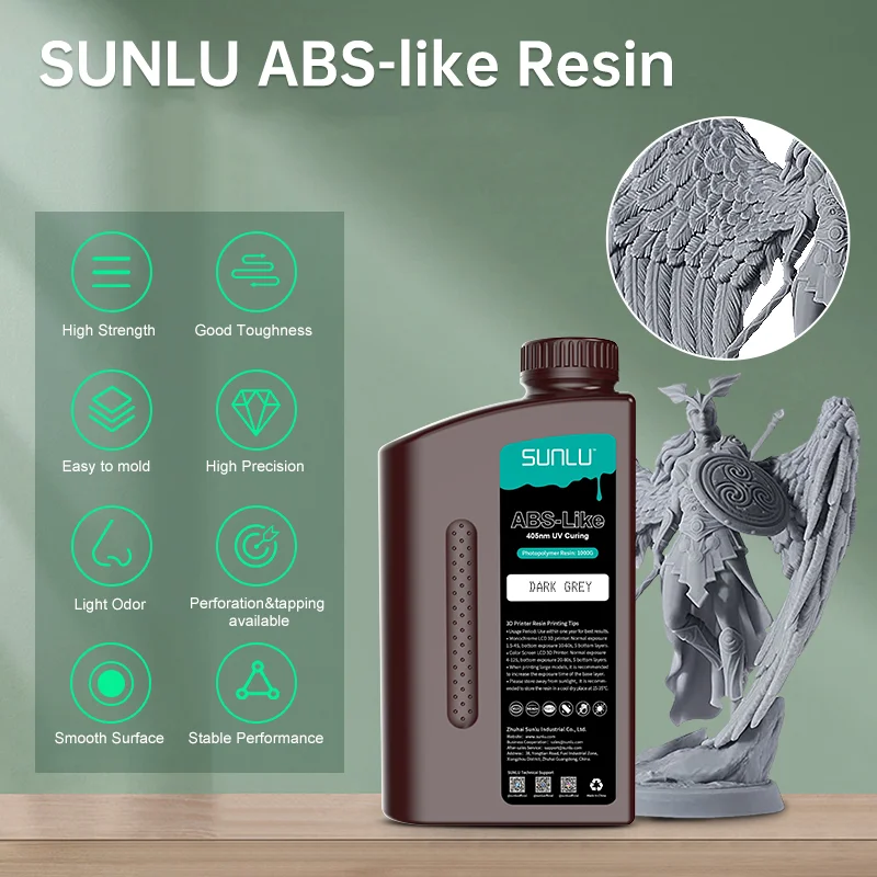 SUNLU 10KG ABS-Like Resin 405nm UV Curing Photopolymer LCD Printer Can Drilled Processed Internal Threads High Hardness — view 2