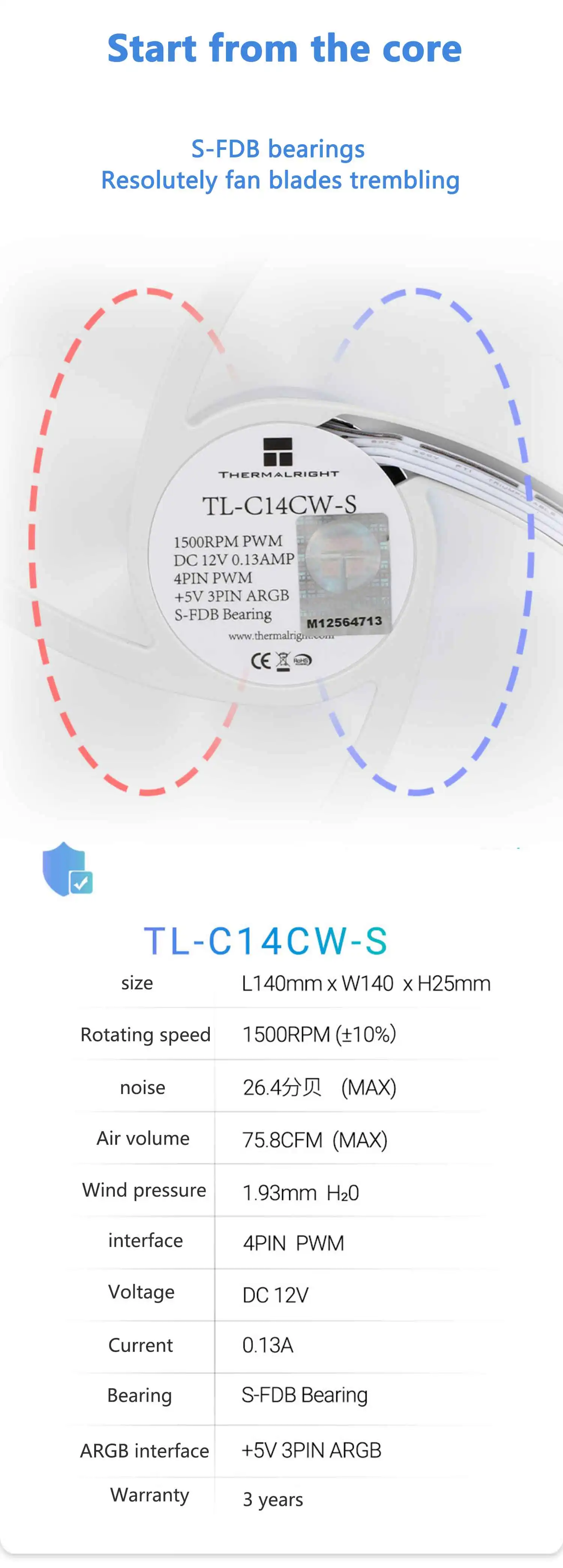 Description Picture 6 of itemThermalright 14cm ARGB TL-C14CW-S case CPU cooling fan supports the motherboard PWM/ARGB synchronization