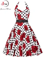 Women Summer Polka Dot Vintage Dress Fashion Party Office Lady 50s 60s Rockabilly Big Swing Halter Clothes Tunic Vestidos - Image 2