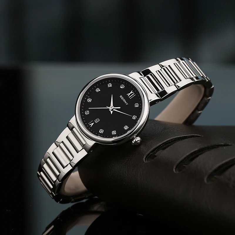 Relógio Movimento Quartzo Japonês para Mulheres Vidro Safira Relógio de Pulso Diamante Impermeável para Senhoras Calendário Fashion - Image 4