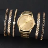 6PCS Women's Watch Fashion Gold Steel Band Quartz Watches Bracelets Set（Without Box） 3