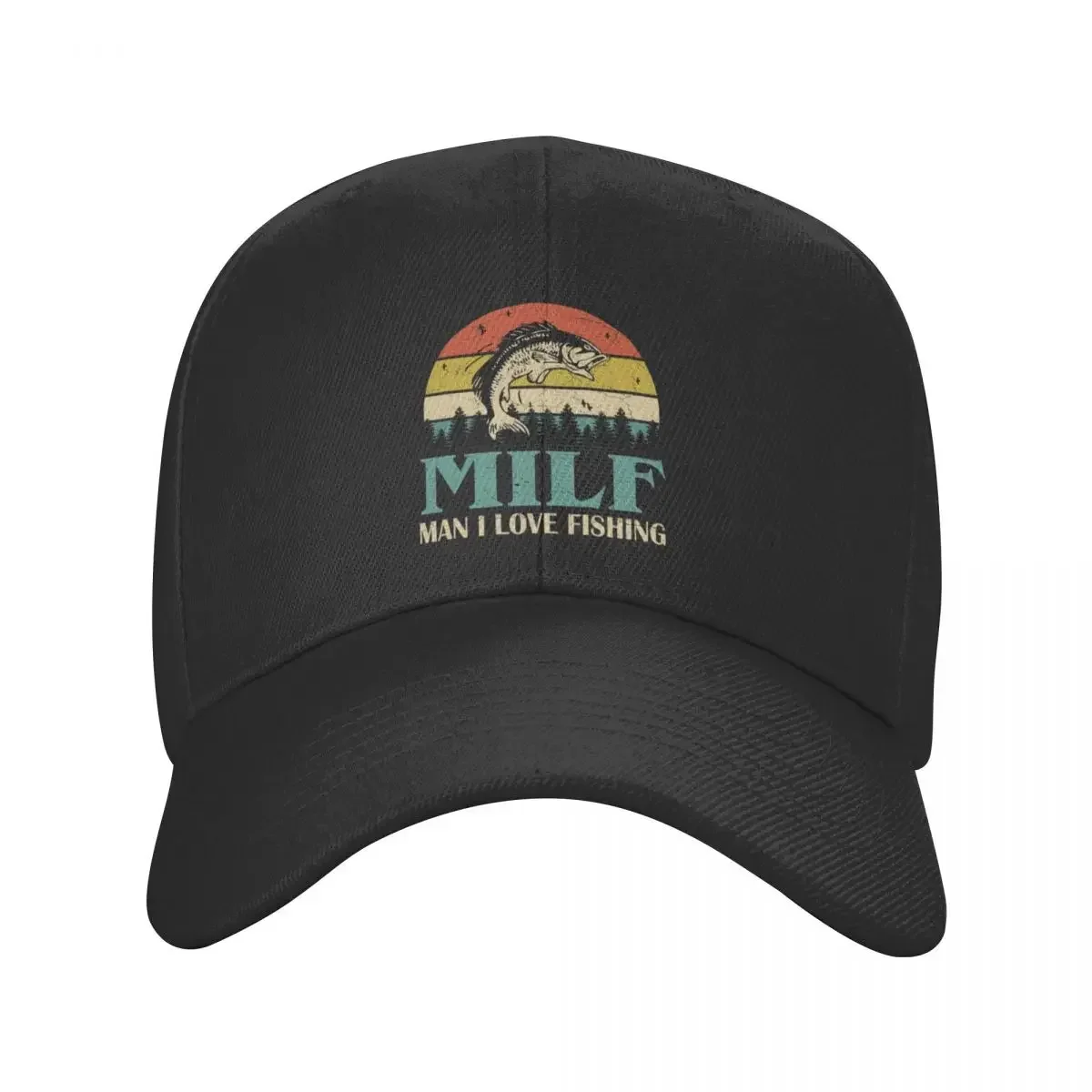 

MILF Man I Love Fishing Retro Vintage Sunset Funny Fishing Gift Cap baseball cap baseball cap |-f-| Women caps Men's