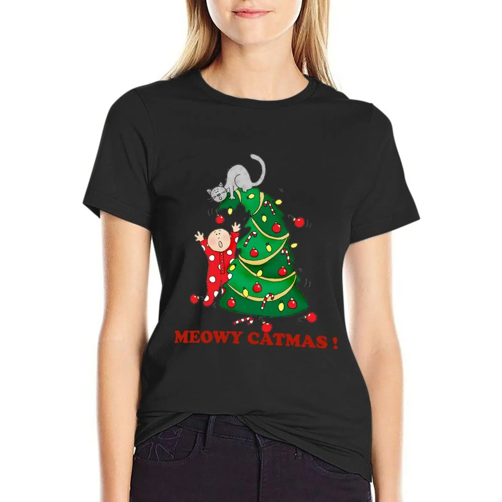 

Meowy Catmas ! T-shirt tops korean fashion Womens clothing