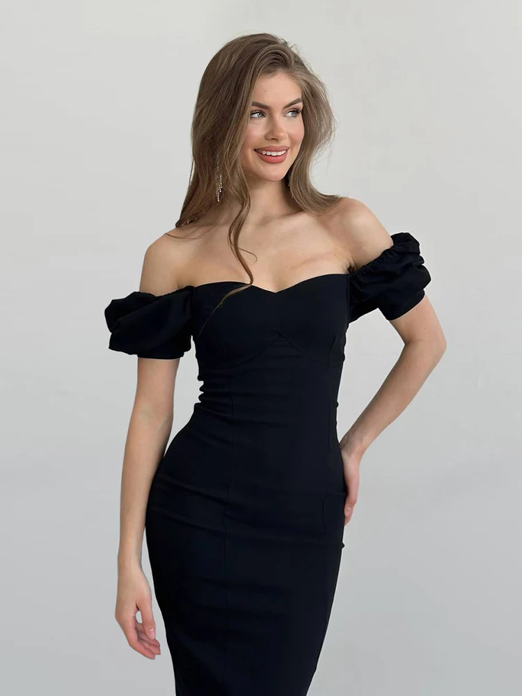 

2024 Celebrity Party Evening Club Dresses Vestidos Bandage Dress For Women Black Mesh Midi Bodycon Elegant Off Shoulder Summer