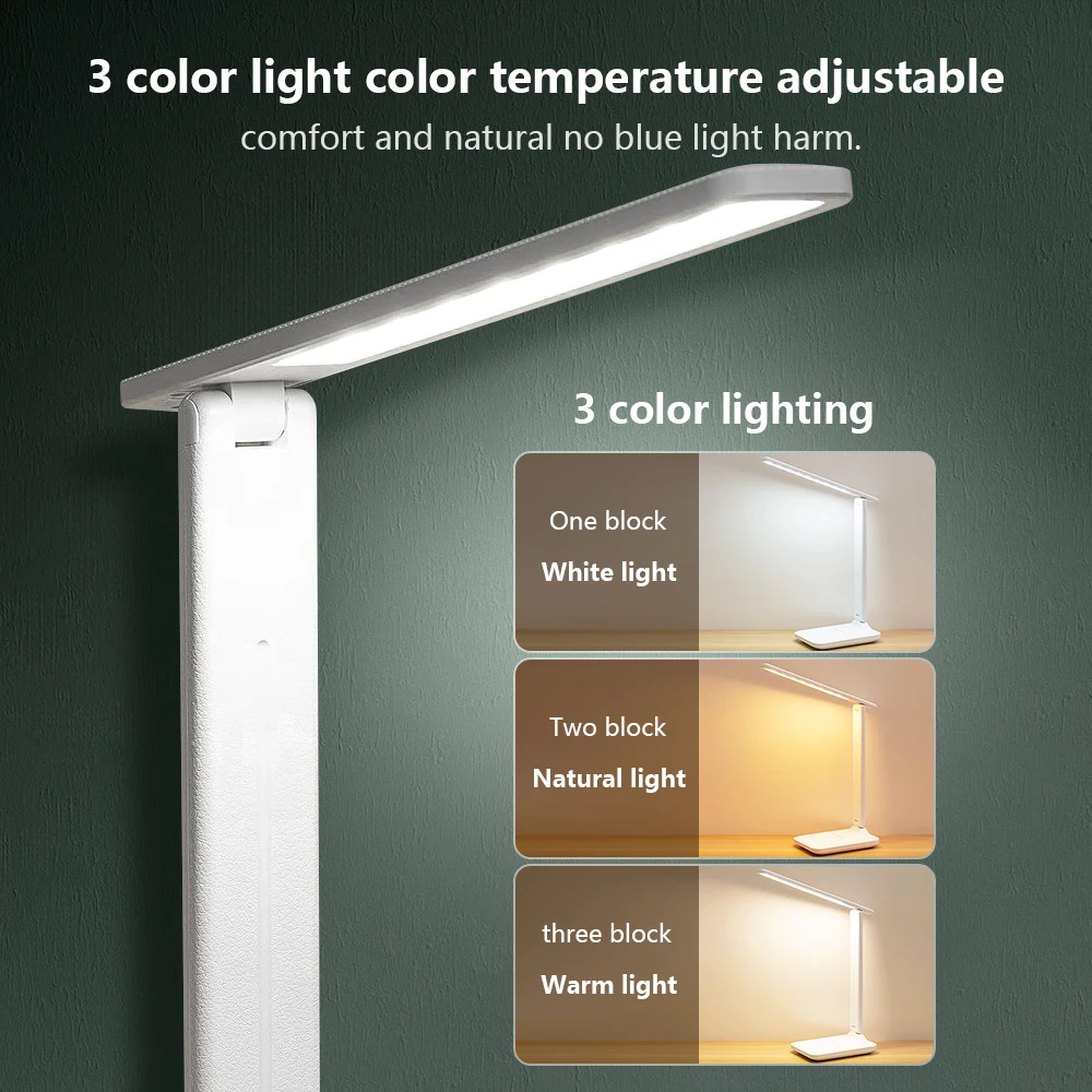 Super Table Lamp Foldable Led Desk Lamp 3 Type Stepless Dimmable Touch Bedside Reading Eye Protection Night Light USB Chargeable 2