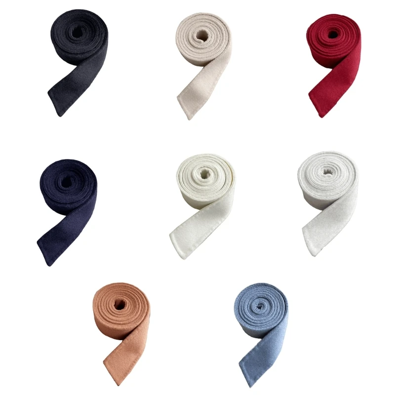 

50JB Women Belt Brushed Wear Resistant Adjustable Length Decorate Woolen Coat Belt