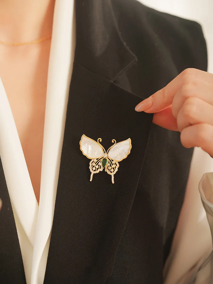 Retro Schmetterling Brosche Damen Hochwertige Nische High-End Exquisite Corsage Anzug Mantel Zubehör Pin – Detail 7