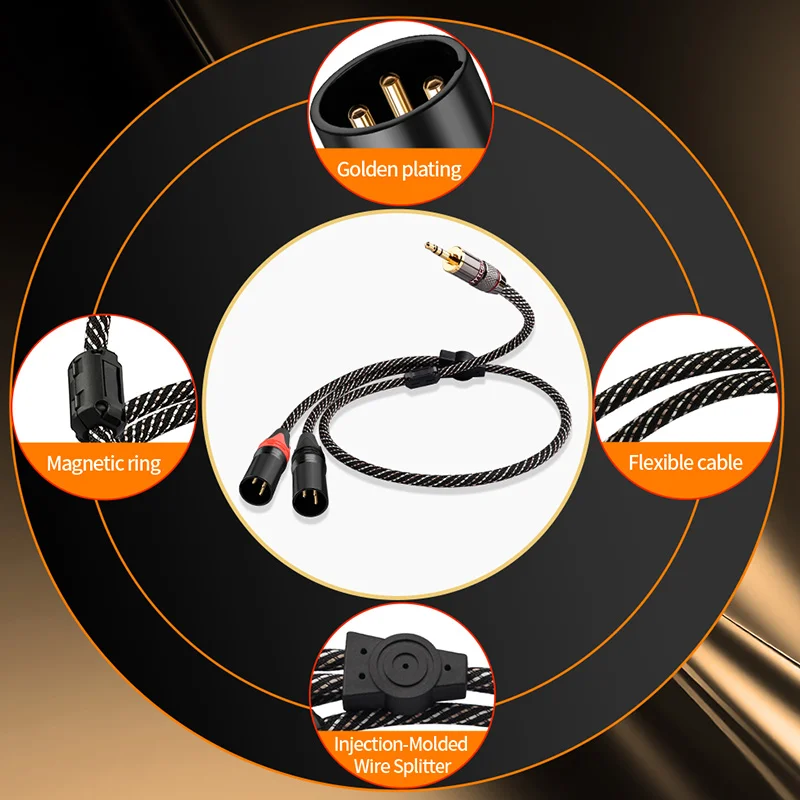 YYTCG HiFi 3.5mm-듀얼 XLR 남성 케이블, PC 헤드폰 앰프 MP3 믹서 콘솔용 고순도 OFC 3핀 밸런스드 오디오 코드