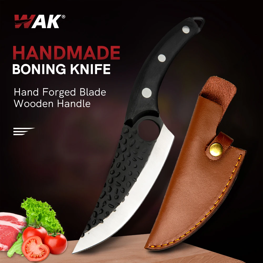 WAK Handmade Forged Kitchen Cleaver Knives Curved Pakkd Wood Handle 4Cr13 Stainless Steel Knife For |
