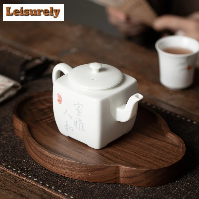 Chinese Exquisite White Porcelain Tea Set Complete Set Tea Ceremony Set Square  Teapot And Tea Cup Set Teaset Handheld Gift Box