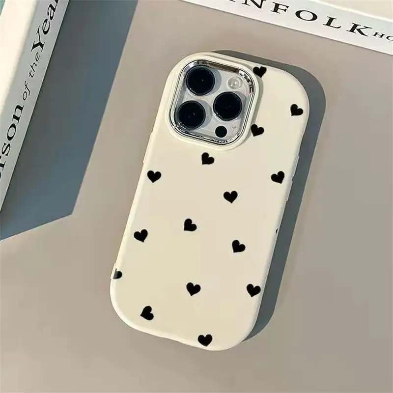 Love Heart Plating Metal Lens Case Cover