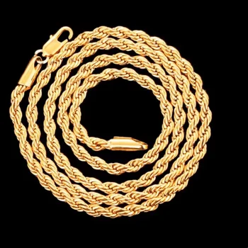 925 prata atacado nobre 45-60cm 18k ouro 4mm corda corrente colar para mulher homem moda casamento charme presente jóias 18-24 Polegada 1