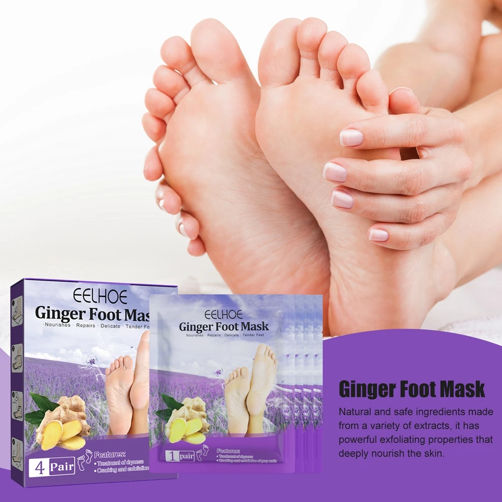 

1 Pair Ginger Exfoliating Foot Mask SPA Nourishing Soften Heel Moisturizing Lavender Scrub Remove Dead Skin Care Peeling Off