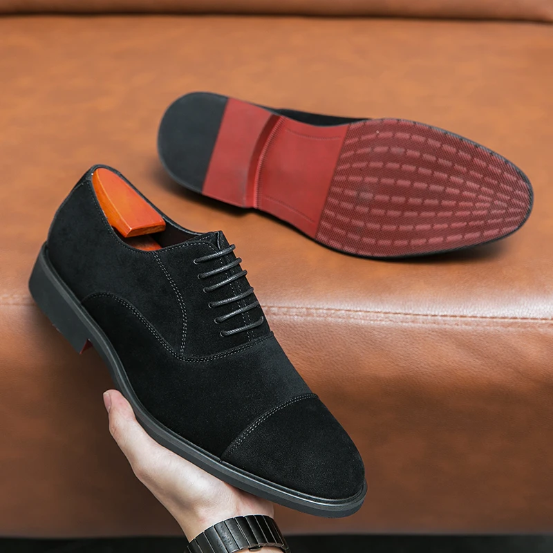 Italian Brand Men's Suede Shoes Banquet Dress Shoes Pointed Formal Shoes Formal Occasions Men's Business Shoes Non Slip