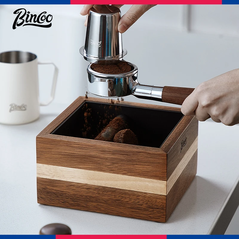 

Bincoo Espresso Walnut Wood Knock Box Detachable Barista Grounds Bucket Coffee Accessories for Barista Large Capacity Storage