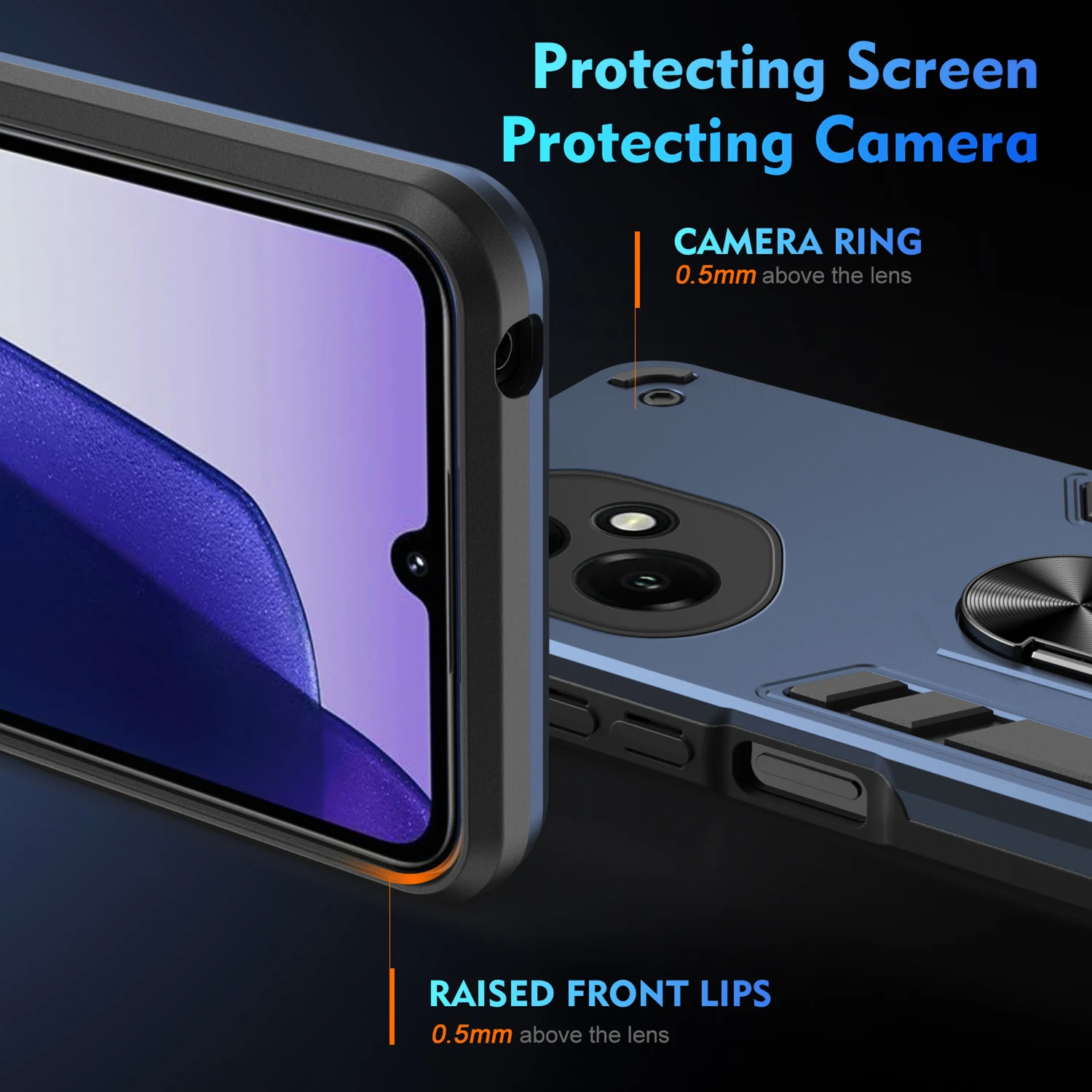 Rugged Military Armor Shockproof Case with Ring Stand Holder