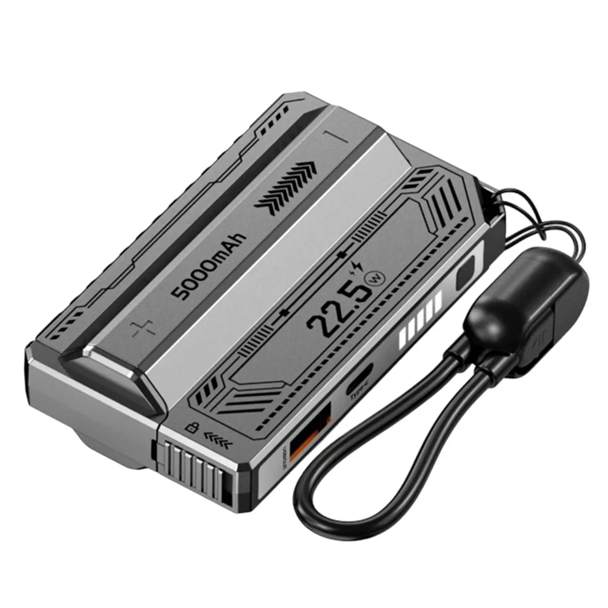 ABGN DIY 21700 보조 배터리 케이스 PD 20W 고속 충전 분리형 케이블 분리형 보조 배터리(배터리 없음) 그레이