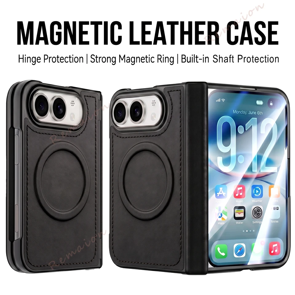 DUO Leather Magnetic Phone Case - Magsafe Compatible, Wireless Charging, Shockproof Protector Cover