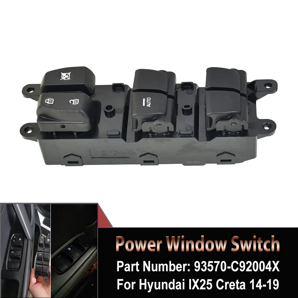 

93570-C92004X кнопка переключения стеклоподъемника для Hyundai IX25 Creta 2014-2019 с подсветкой 93570C92004X автомобильные аксессуары
