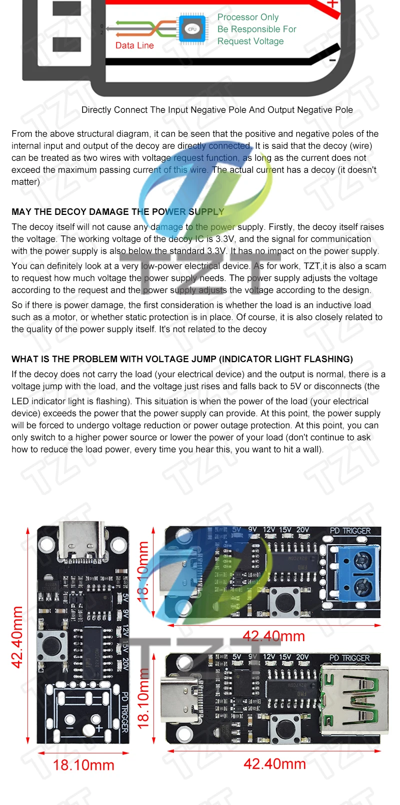 100W 5A USB-C Schnelllade-Triggerplatinenmodul PD/QC Decoy Board Schnellladung USB Typ-C PD 2.0 3.0 Stromversorgungs-Boost-Modul – Detail 4
