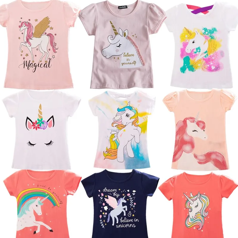 2020 Summer Fashion Unisex Unicorn T shirt Children Boys Short Sleeves White Tees Baby Kids Cotton Tops For Girls Clothes 3 8Y|T-Shirts| - AliExpress